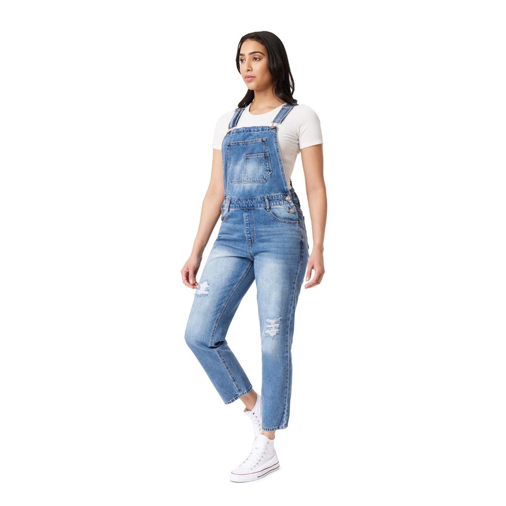 Wallflower Denim Distressed Long Overalls